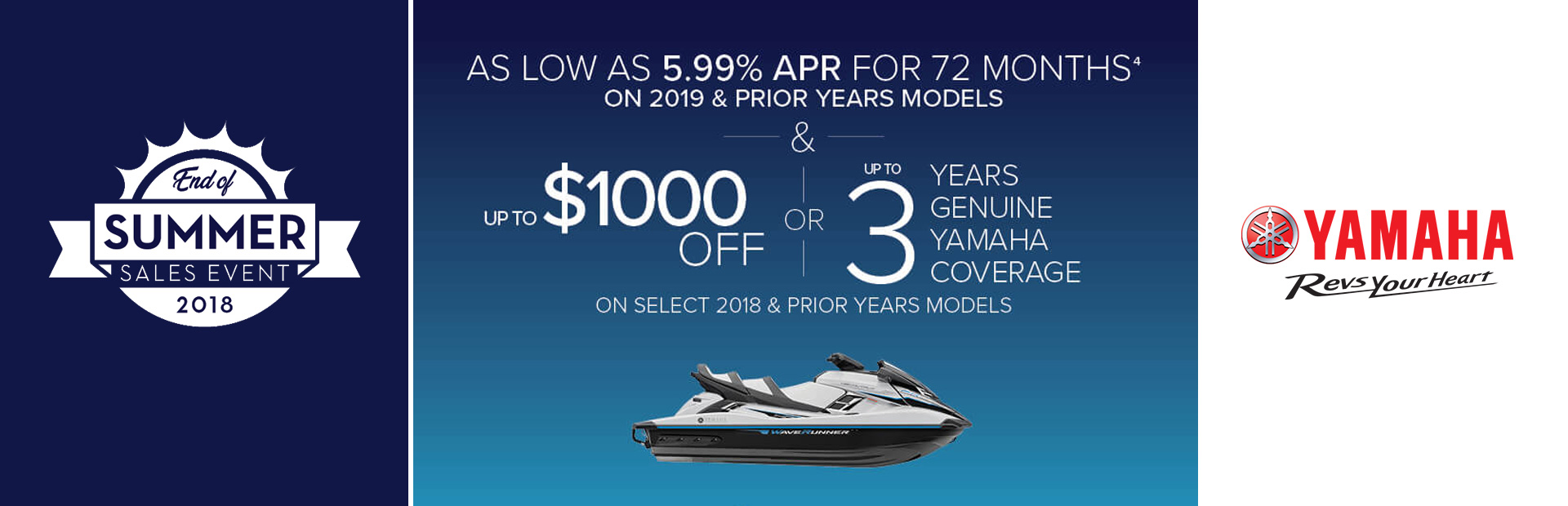 Yamaha: As Low As 5.99% APR For 72 Months On 2019 & Prior